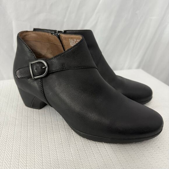 Dansko Darbie Ankle Boots Women’s 9 Black Leather Side Zipper Buckle Strap 39 EU - Picture 1 of 12